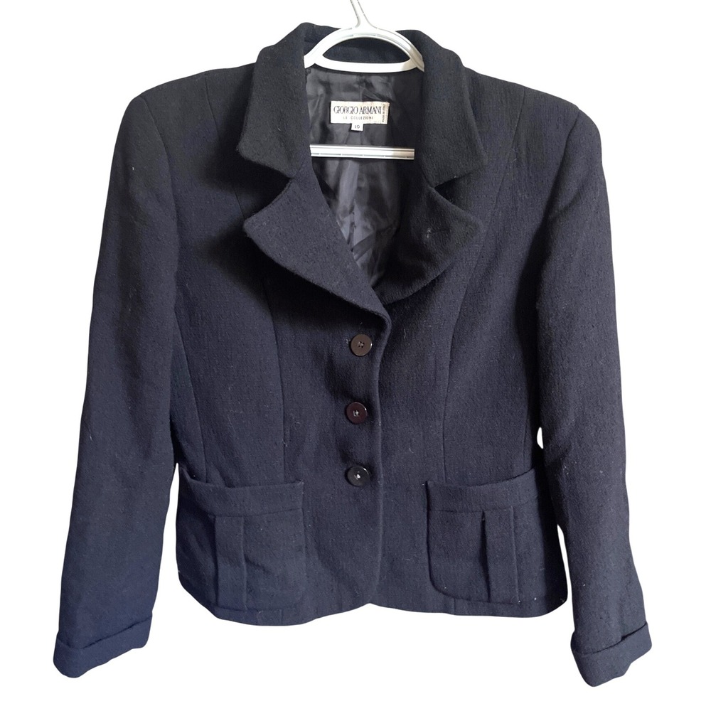 Vintage Giorgio Armani Collezioni Black Crepe Blazer Jacket 8
